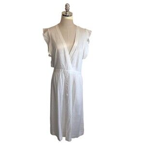 Avec Les Filles Dress Women's Size XS White Linen Blend Sleeveless Open Back